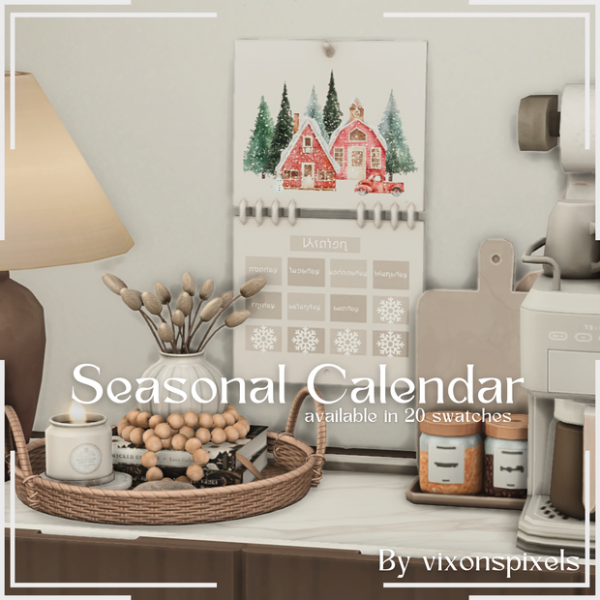 Maxis Match Seasonal Calendar by simsfinds - The Sims 4 custom content
