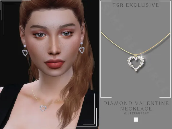 Alpha Diamond Valentine Necklace by thesimsresource - The Sims 4 Custom Content