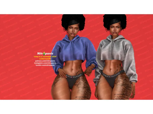 Alpha Nitropanic_Cutted Hoodie by nitropanic - The Sims 4 Custom Content