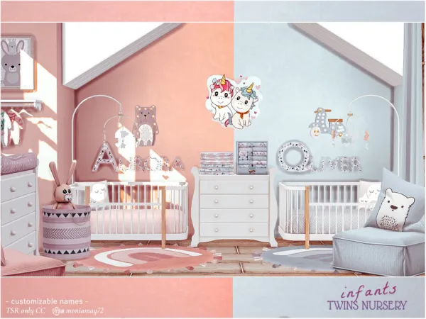 Alpha Infants Twins Nursery TSR only by thesimsresource - The Sims 4 Custom Content