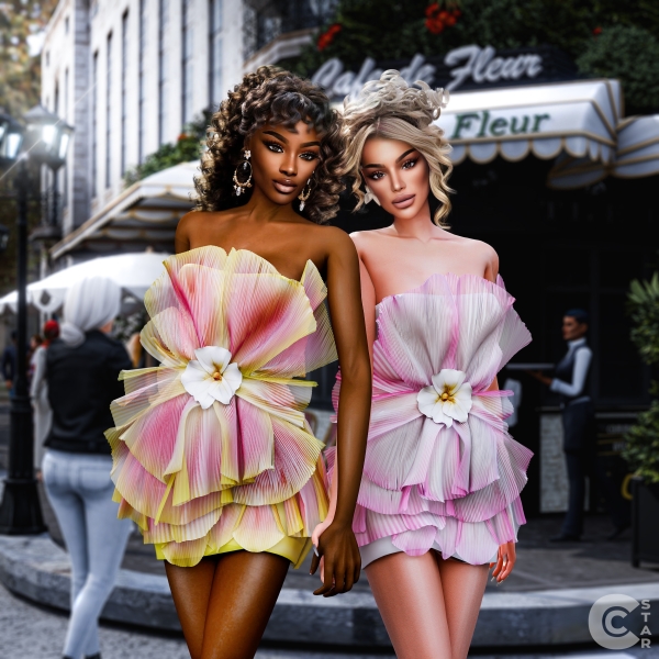 Alpha Petal appliqué organza minidress cool_content_star by cool_content_star - The Sims 4 custom content