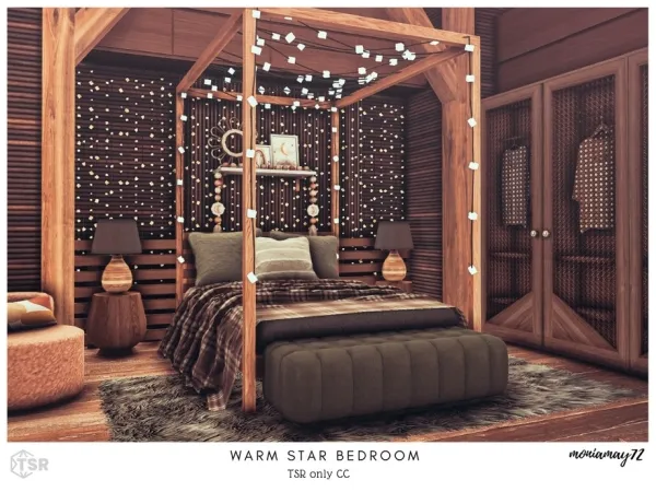 Alpha Warm Star Bedroom by moniamay72 - The Sims 4 Custom Content