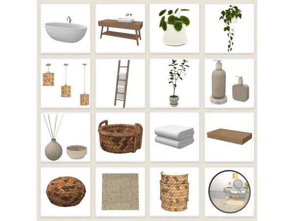 Maxis Match Boho Bathroom by Comiko - The Sims 4 Custom Content