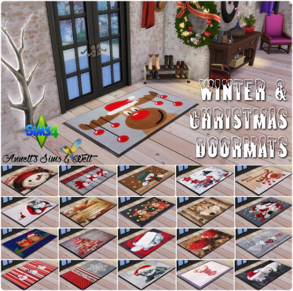 Mix Winter Christmas Doormats by simsfinds - The Sims 4 Custom Content
