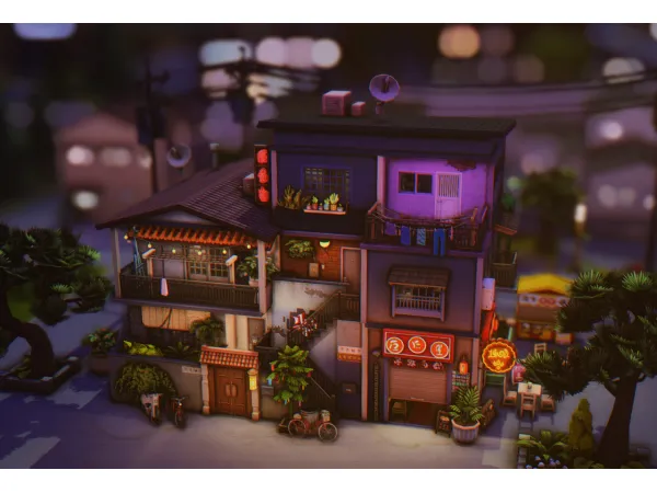 Maxis Match asian townhouse by simsfinds - The Sims 4 Custom Content