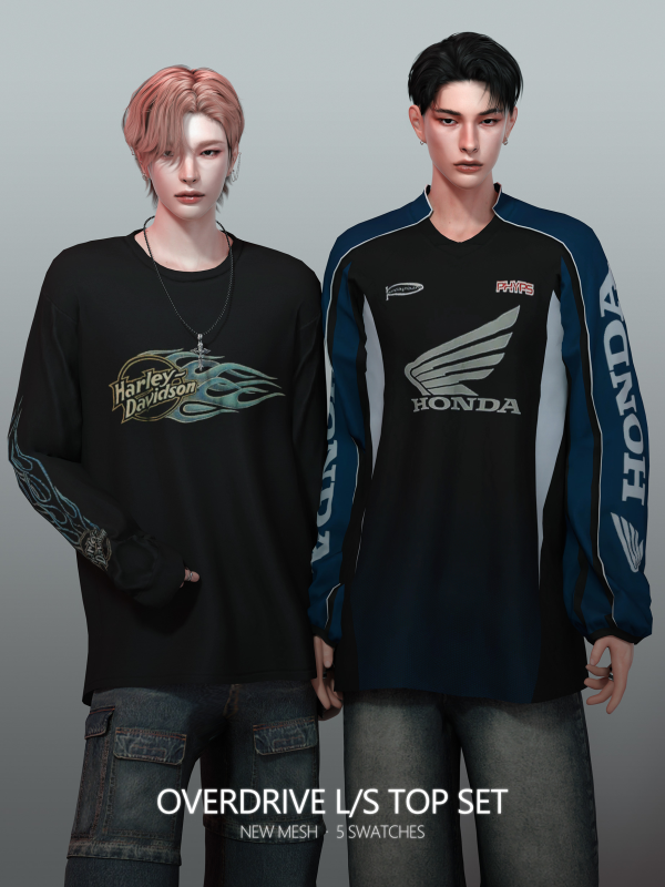 Alpha [RONA] Overdrive LS Top Set by simsfinds - The Sims 4 Custom Content