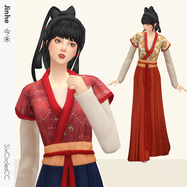 Maxis Match Chinese Dress Jinhe by simsfinds - The Sims 4 Custom Content