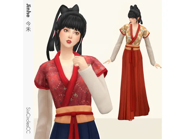 Maxis Match Chinese Dress Jinhe by SixcirclesCC - The Sims 4 Custom Content