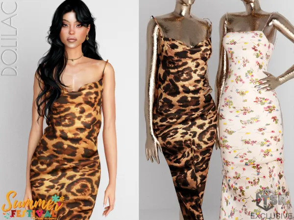 Mix Animal Print Dress DO0449 - The Sims 4 Custom Content