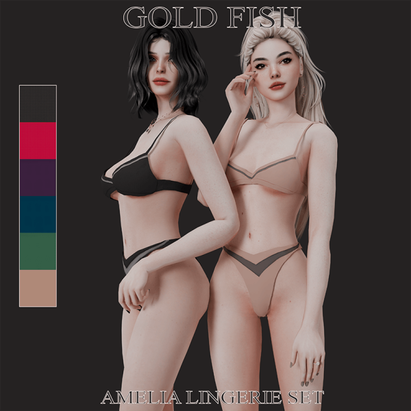 Maxis Match GoldFish Amelia lingerie set by simsfinds - The Sims 4 Custom Content