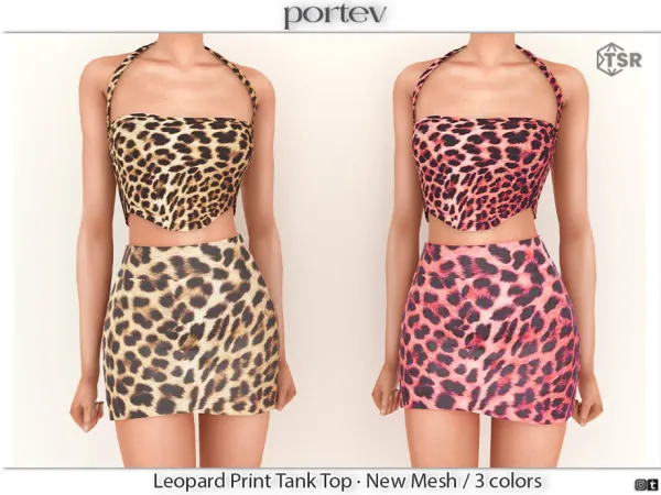 Mix Leopard Print Tank Top by Portev - The Sims 4 Custom Content