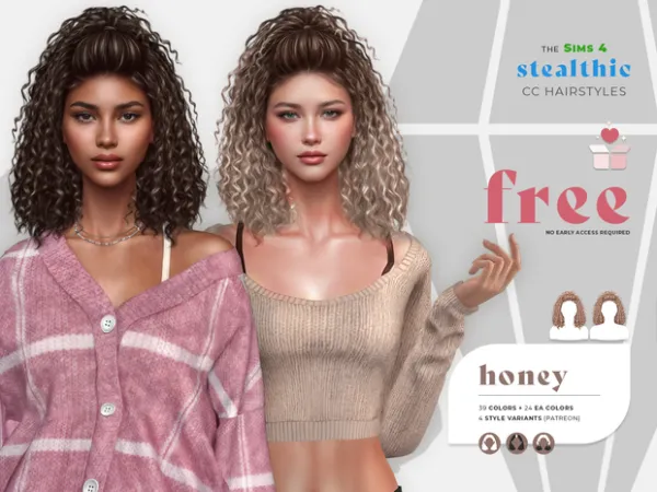 Alpha Stealthic Honey Hair by stealthic - The Sims 4 Custom Content
