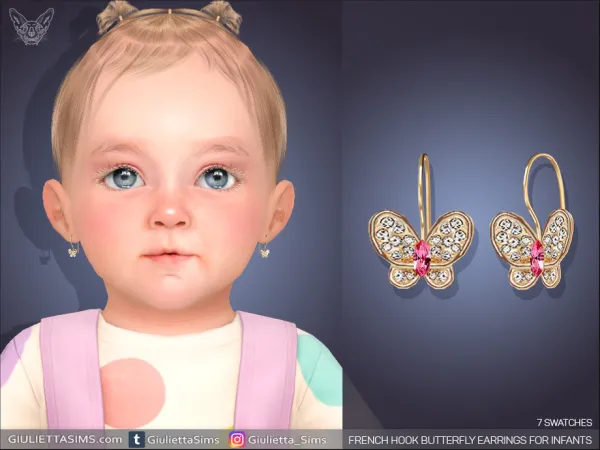 Alpha French Hook Butterfly Earrings For Infants - The Sims 4 Custom Content