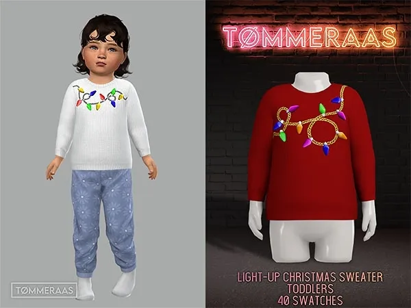 Maxis Match TØMMERAAS Light Up Christmas Sweater for Toddlers (75) - The Sims 4 Custom Content