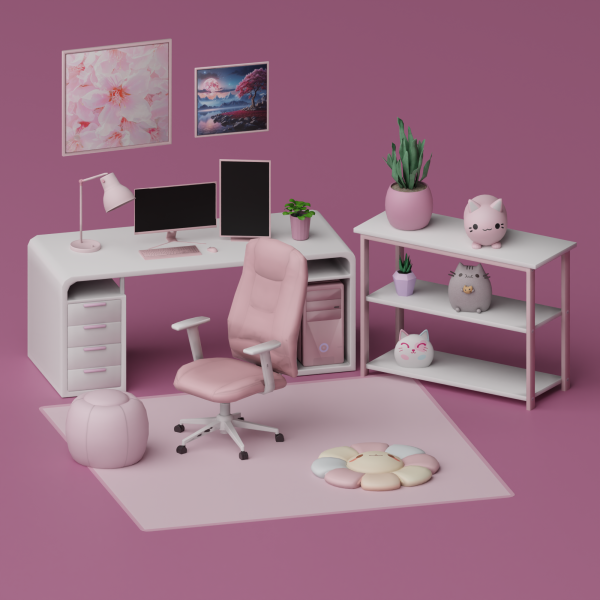 Mix Cheeky Pink Workstation Set by simsfinds - The Sims 4 Custom Content