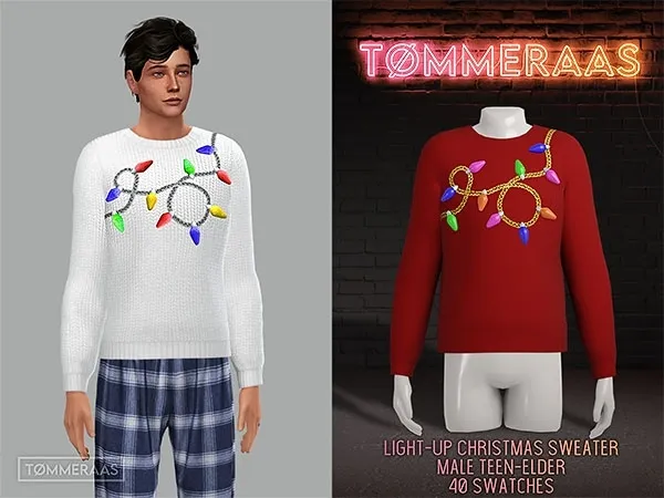Mix TØMMERAAS Light Up Christmas Sweater for Men (72) by tommeraas - The Sims 4 Custom Content