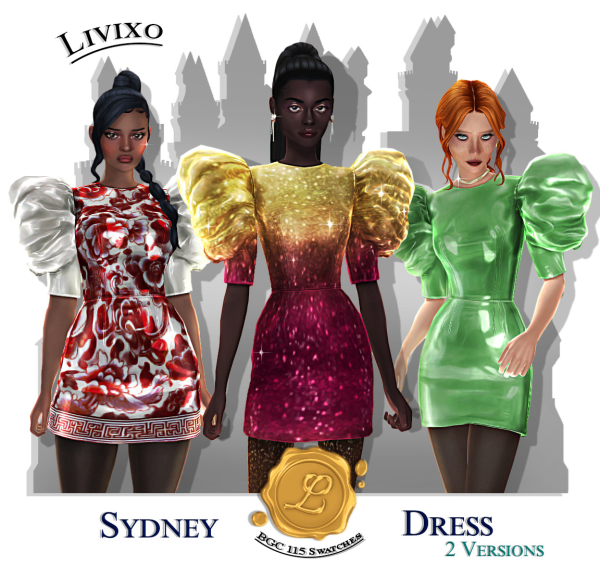 Mix SYDNEY DRESS by simsfinds - The Sims 4 Custom Content