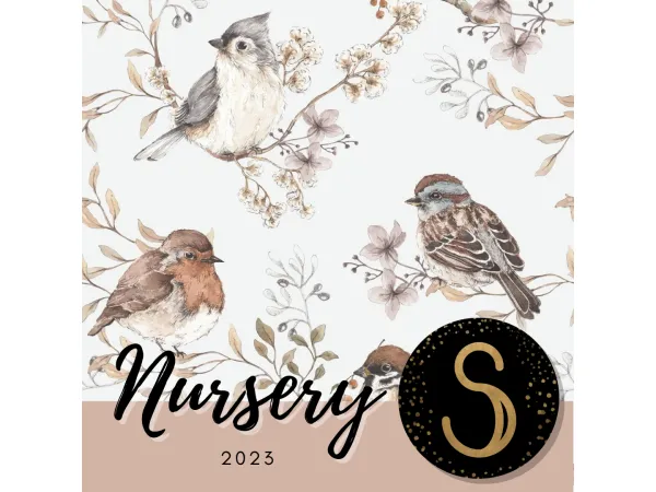 Alpha Nursery Birds white gray Wallpapers by sims4luxury - The Sims 4 Custom Content