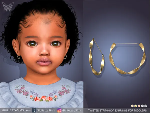 Alpha Twisted Strip Hoop Earrings For Toddlers - The Sims 4 Custom Content
