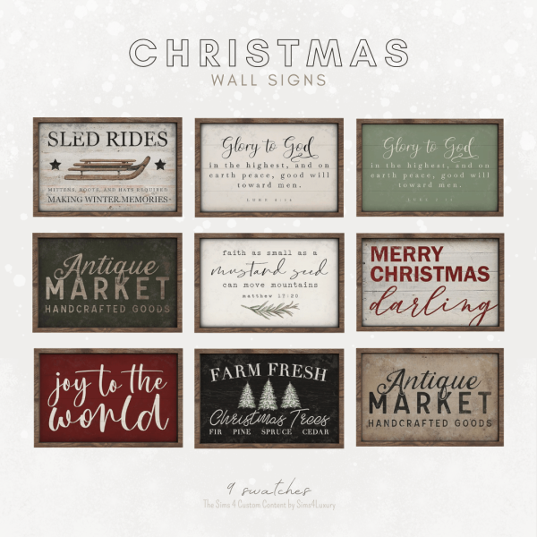 Alpha Christmas 2023 Wall standing signs by simsfinds - The Sims 4 Custom Content