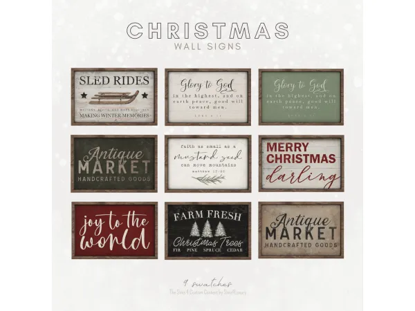 Alpha Christmas 2023 Wall standing signs by Sims4Luxury - The Sims 4 Custom Content