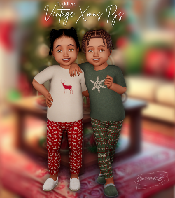 Alpha vintage christmas pjs toddler by simmerkatex - The Sims 4 Custom Content