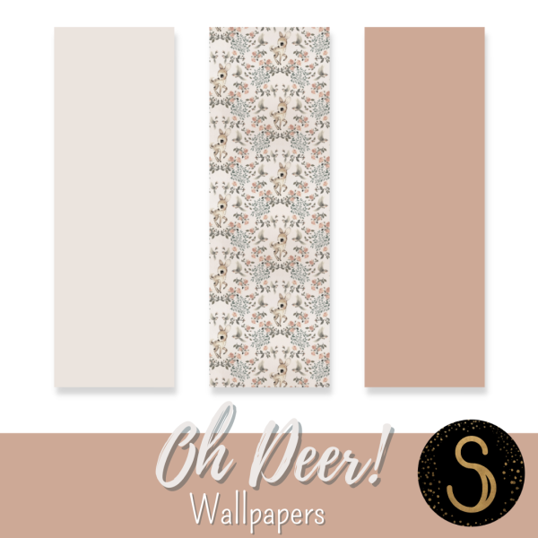 Mix Nursery Oh deer Wallpapers by simsfinds - The Sims 4 Custom Content
