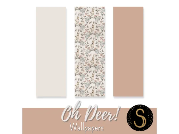 Mix Nursery Oh deer Wallpapers by sims4luxury - The Sims 4 Custom Content