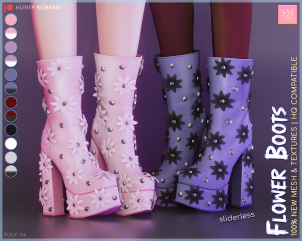 Mix HONEY Flower Boots by simsfinds - The Sims 4 Custom Content