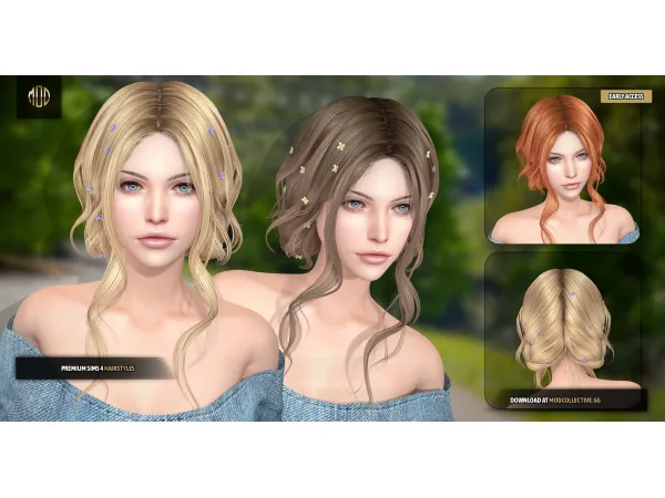 Alpha Wisteria Garden Hairstyle Set by modcollective - The Sims 4 Custom Content