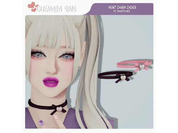 Maxis Match Heart Charm Choker by Guemara - The Sims 4 Custom Content