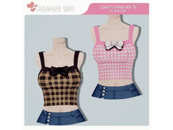 Maxis Match Coquette Inspired Bow Top by Guemara - The Sims 4 Custom Content