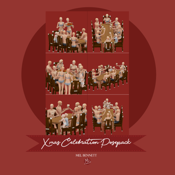 Mix Xmas Celebration Posepack by melbennett - The Sims 4 Custom Content