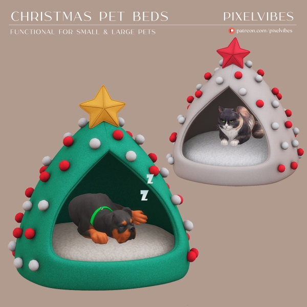 Alpha Christmas Pet Beds by pixelvibes - The Sims 4 Custom Content
