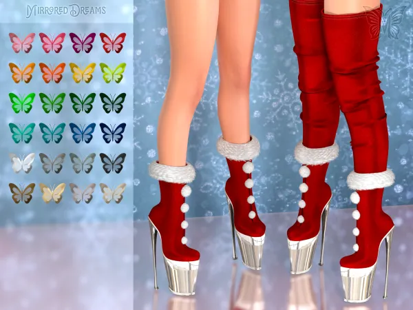 Mix Boots Christmas 2024 by mirroreddreamscc - The Sims 4 Custom Content