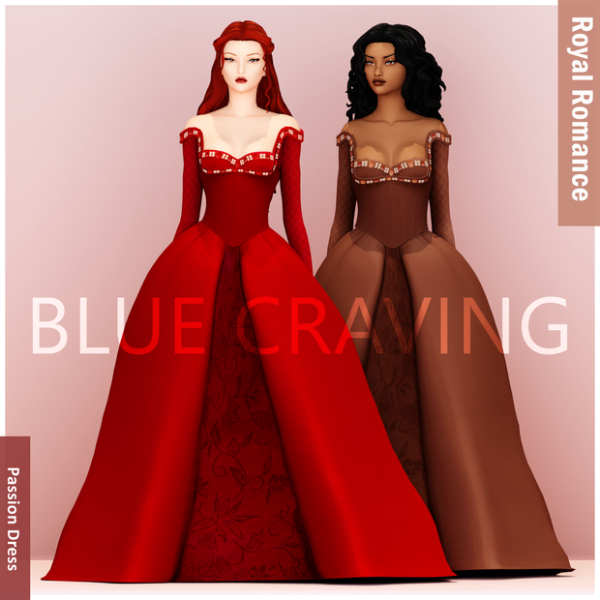 Maxis Match Blue Craving Royal Passion Dress by bluecraving - The Sims 4 Custom Content