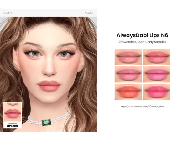 Mix [AlwaysDabi] Lips_N6 - The Sims 4 Custom Content