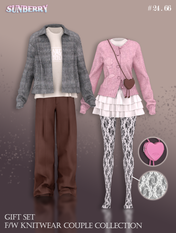 Alpha [SUNBERRY] GIFT SET_ FW knitwear couple Collection by simsfinds - The Sims 4 Custom Content