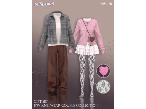 Alpha [SUNBERRY] GIFT SET_ FW knitwear couple Collection - The Sims 4 Custom Content