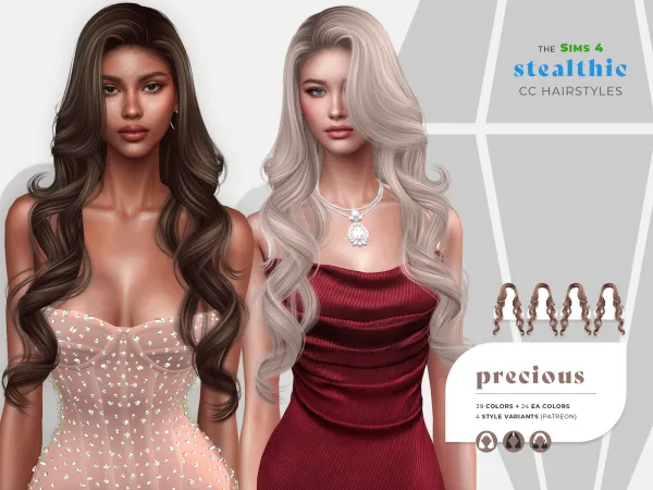 Alpha Stealthic Precious Hair by stealthic - The Sims 4 Custom Content