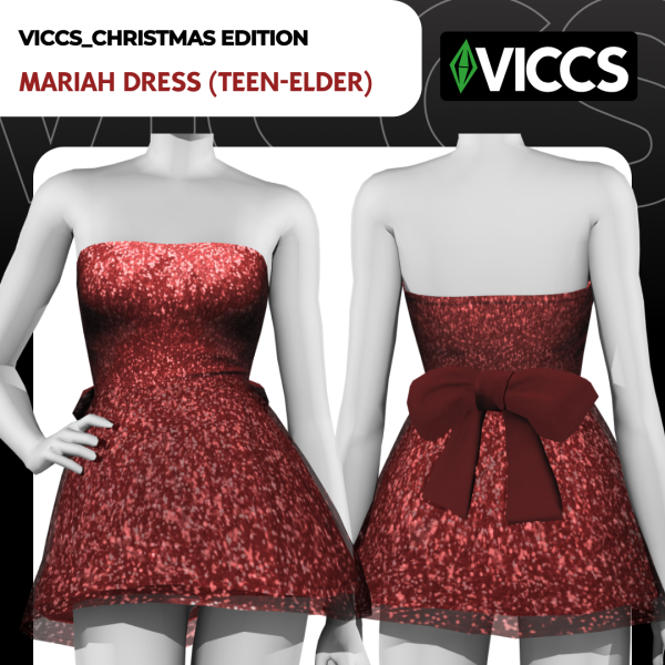 Maxis Match VICCS_MARIAH DRESS (TEEN ELDER) by viccs - The Sims 4 Custom Content