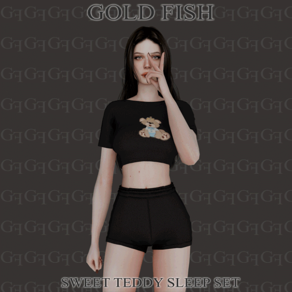 Mix GoldFish Sweet Teddy Sleep Set by simsfinds - The Sims 4 Custom Content