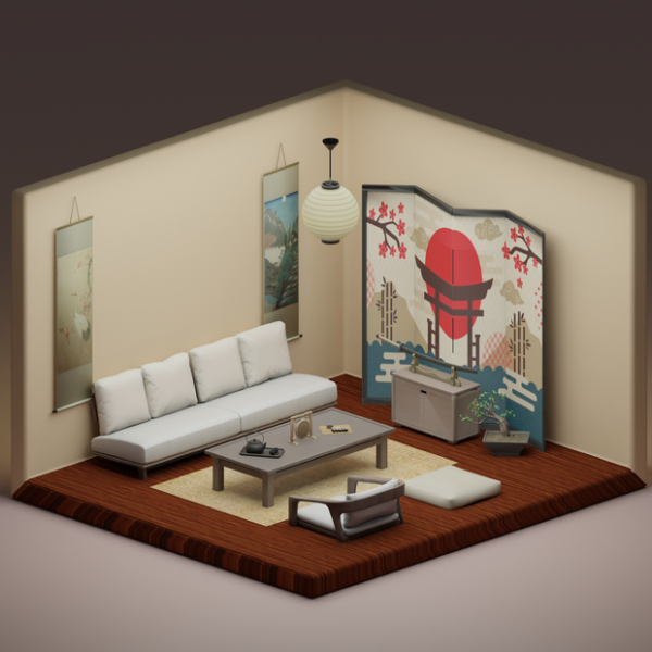 Maxis Match Konnichiwa Living Japanese Inspired Living Room by simsfinds - The Sims 4 Custom Content