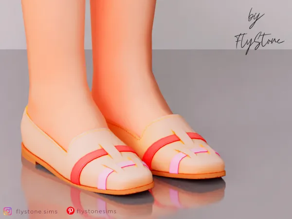 Maxis Match Child Ballet Flats With Colored Straps by FlyStone - The Sims 4 Custom Content