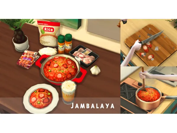 Maxis Match December 2024 Recipe Dirty Rice And Jambalaya by oni28 - The Sims 4 Custom Content
