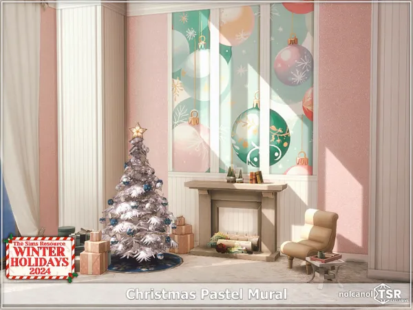 Mix Christmas Pastel Mural by thesimsresource - The Sims 4 Custom Content