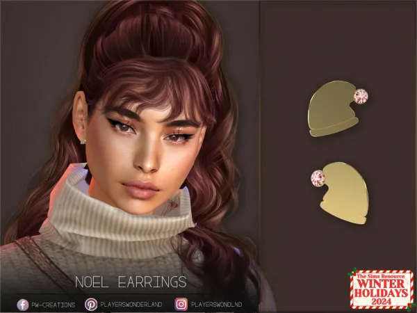 Alpha Noel Earrings by thesimsresource - The Sims 4 Custom Content