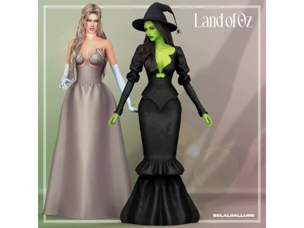 Mix Glinda and Elphaba Dresses by Belaloallure - The Sims 4 Custom Content