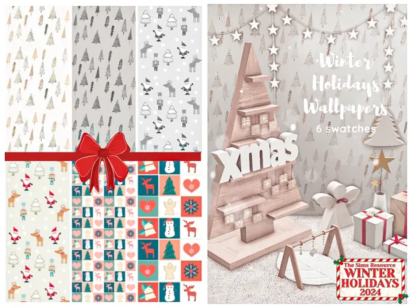 Alpha Winter Holidays Wallpapers by moniamay72 - The Sims 4 Custom Content