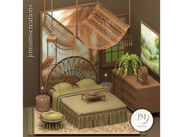 Mix Bahia bedroom set by jomsimscreations - The Sims 4 Custom Content